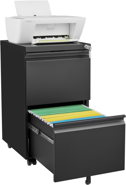 Metall-Aktenvernichter mit 2 Schubladen, Schwarz Mobiler Untertisch-Aktenwagen für A4/Letter/Legal Bild 2