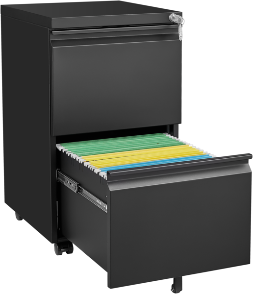 Metall-Aktenvernichter mit 2 Schubladen, Schwarz Mobiler Untertisch-Aktenwagen für A4/Letter/Legal Bild 3
