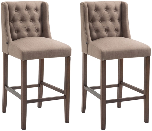 CLP 2er Set Barhocker Cassandra Stoff mit gestepptem Bezug,taupe antik-dunkel
