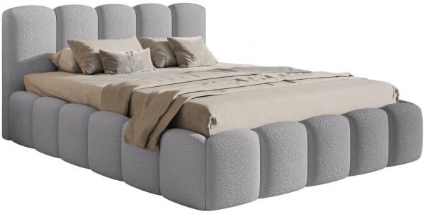 Selsey 'Cloudy II' Polsterbett mit Lattenrost und Bettkasten, grau, 140x200 cm