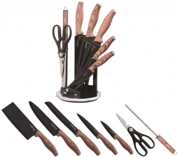 Messer Kochmesser Messerständer Messerset drehbar 8-tlg. KS05 Holzoptik