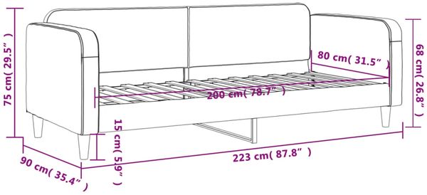 vidaXL Tagesbett Creme 80x200 cm Stoff 354032 Bild 8
