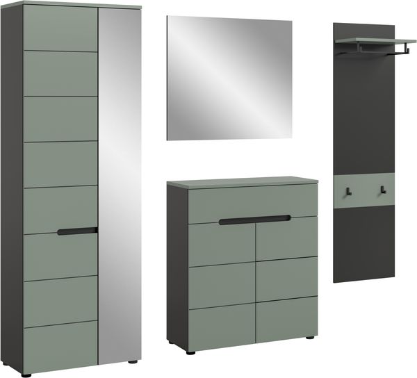 Garderobenkombination (B/H/T: 220x190x37 cm) in Smoke Green Nachbildung