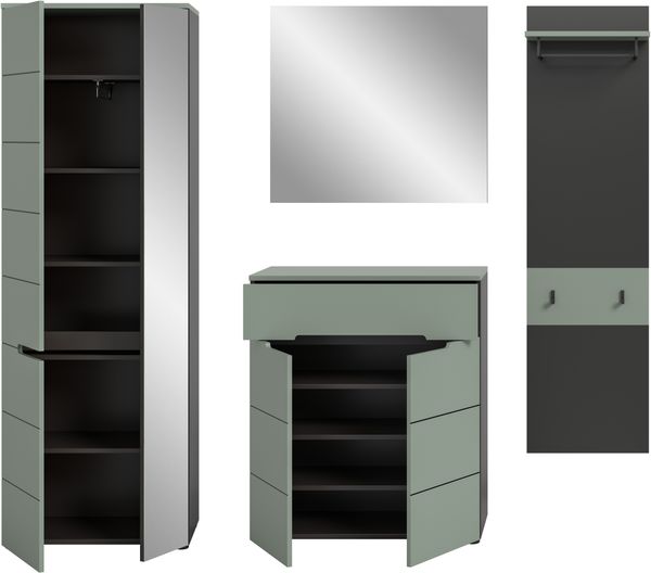 Garderobenkombination (B/H/T: 220x190x37 cm) in Smoke Green Nachbildung Bild 3