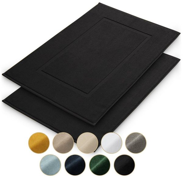 Blumtal Badematte Premium Badezimmerteppich Terry - schnell trocknend & strapazierfähig, 100% Baumwolle, 50x80 cm, Oeko-Tex zertifiziert, Baumwolle, Rechteckig, 2 teilig
