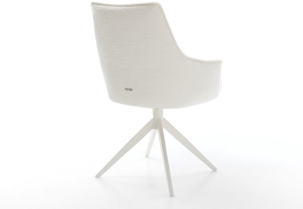 Drehstuhl Alja-Flex mit Armlehnen Bouclé Soft Beige Kreuzgestell breit Weiß 360° drehbar Wippfunktion Taschenfederkern Bild 5
