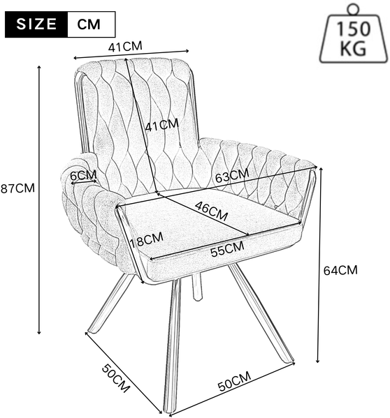 Esszimmerstuhl 2er-Set 50x63x87 cm, Samt Grau, drehbar mit Armlehnen Bild 4