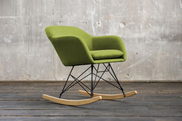 KAWOLA Schaukelstuhl Stella Schaukelsessel Esszimmerstuhl Stoff grün/lime 73 x 75 x 62 cm