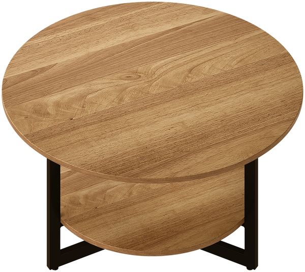 skølm 'Drakkar' Couchtisch rund, Massivholz Eiche, natur geölt, Wohnzimmertisch Ø70 cm mit Metallgestell, Beistelltisch für Wohnzimmer mit Ablage Bild 8