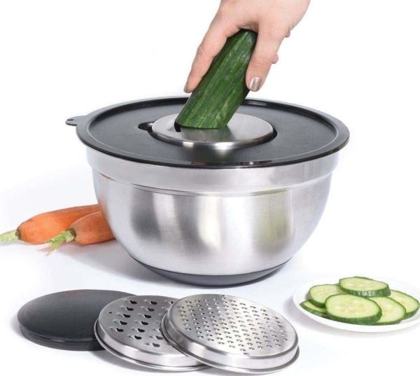 Excellent Houseware Rührschüssel mit Stahls reibe 4 5 l
