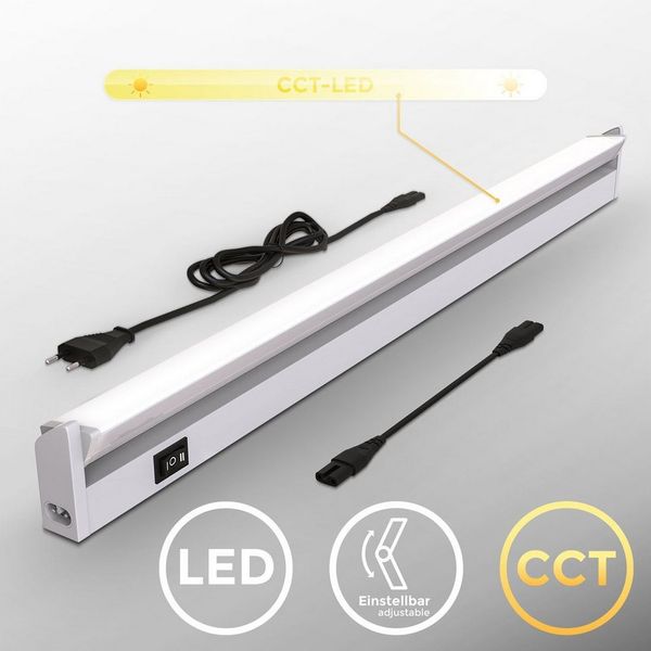B.K.Licht LED Unterbauleuchte Küchenleiste Weiß 450lm 2700-4000K Schwenkbar - BKL1212, LED fest integriert, Extra-Warmweiß, Neutralweiß, Schrankleuchte Schranklampe 55,7 x 6,1 x 2,4 cm 8W