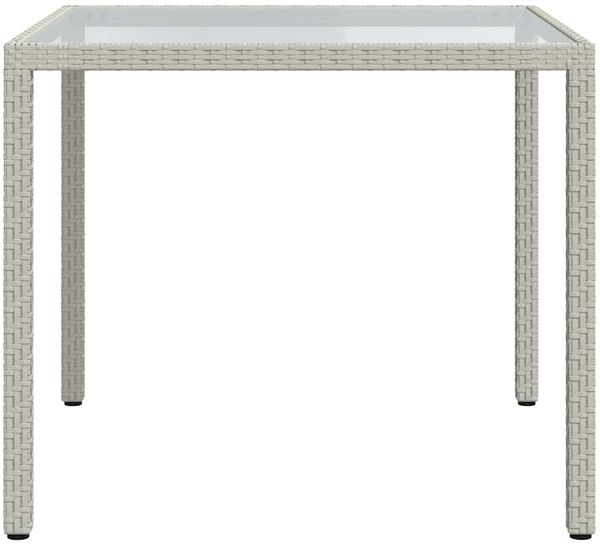 Gartentisch, Balkontisch, Esstisch 90 x 90 x 75 cm Gehärtetes Glas Poly Rattan Weiß Bild 4