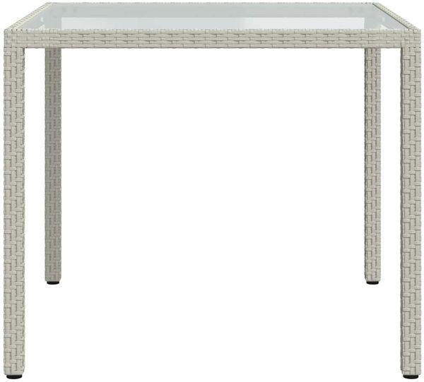 Gartentisch, Balkontisch, Esstisch 90 x 90 x 75 cm Gehärtetes Glas Poly Rattan Weiß Bild 3