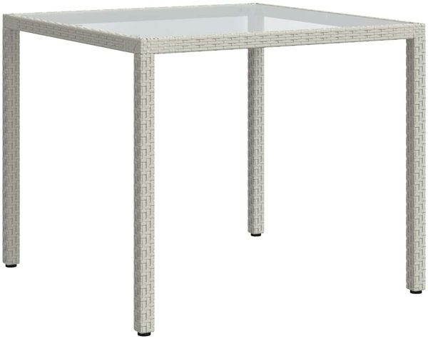 Gartentisch, Balkontisch, Esstisch 90 x 90 x 75 cm Gehärtetes Glas Poly Rattan Weiß Bild 5