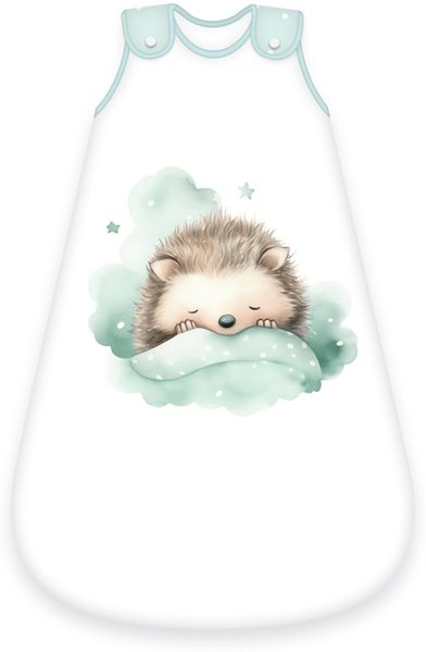 Herding babybest Baby-Schlafsack, Kleiner Igel, 70 cm, Seitlich umlaufender Reißverschluss und Druckknöpfe, Obermaterial 100% Baumwolle, Füllung: 100% Polyester, Weiß, Grün