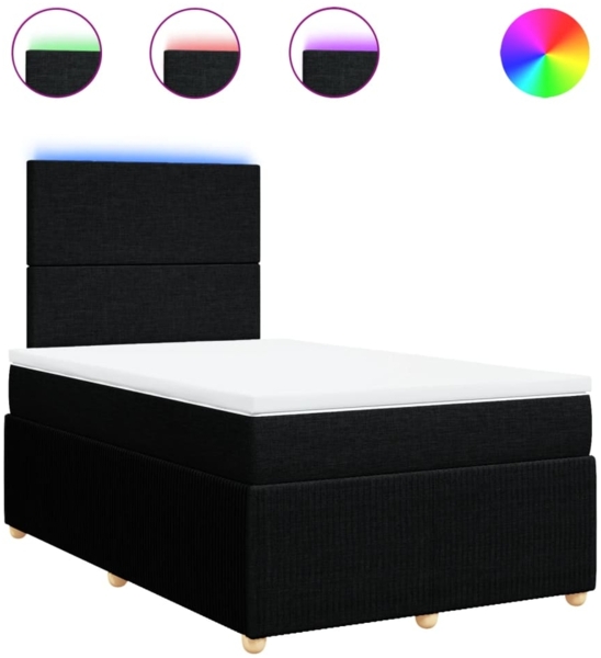 vidaXL Boxspringbett mit Matratze Schwarz 120x190 cm Stoff 3294290