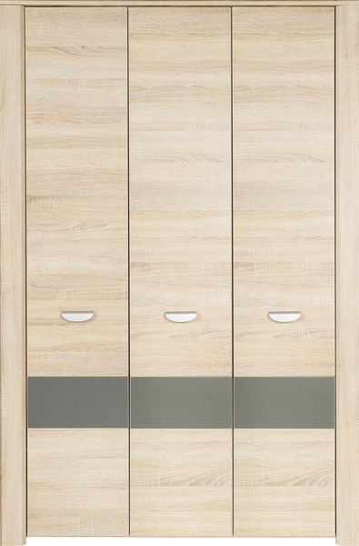 FORTE Yoop Kleiderschrank, Holzwerkstoff, Beige/Grau, 133,2 x 194,4 x 58 cm