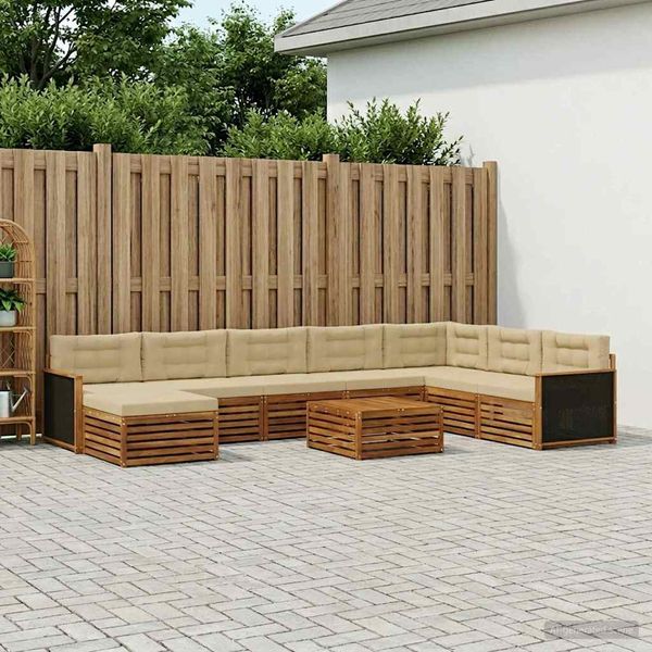 vidaXL Outdoor-Sofagarnitur 9 pcs Natur und Beige Massivholz Akazie 3383736
