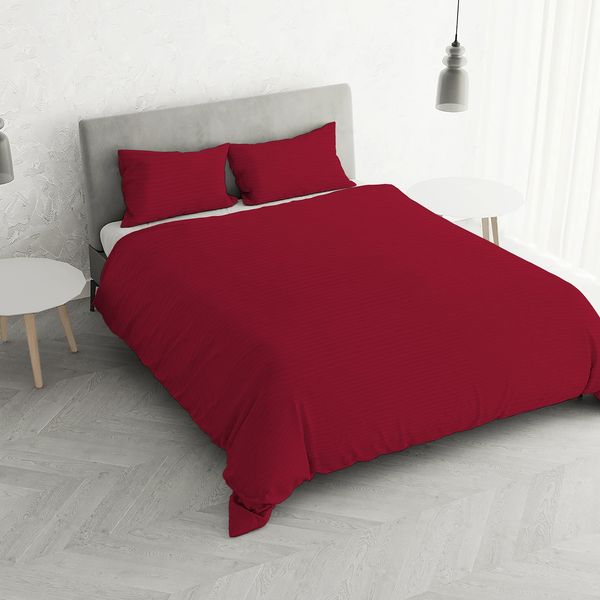 Italian Bed Linen CP-ST-2P Satin Stripes Bettbezug, Doppelte, Bordeaux, Polyester