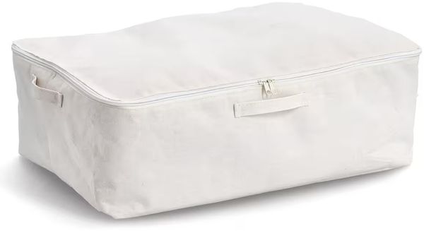 ZELLER 14547 Aufbewahrungsbox mit Reißverschluss, Polyester/Baumwolle, CREME ca. 60 x 39 x 18 cm