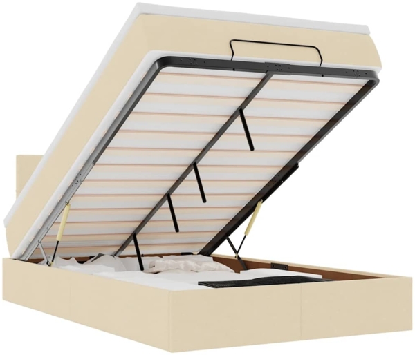 vidaXL Ottoman-Bett mit Matratze Creme 120x190 cm Stoff 3311447