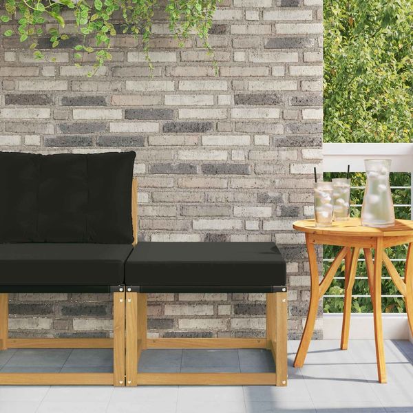 vidaXL Outdoor-Fußhocker Massivholz Akazie und Textilene Stoff Weiß 901599