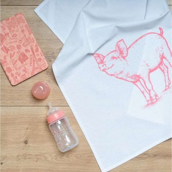 17,30 Hamburg Geschirrtuch Schweinchen, Rosa, (1-tlg), 50x70cm, Siebdruck
