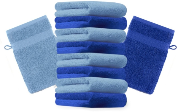 Betz Waschhandschuh 10 Stück Premium 16x21 cm Farbe Royalblau und hellblau, Baumwolle (Set, 10-St)