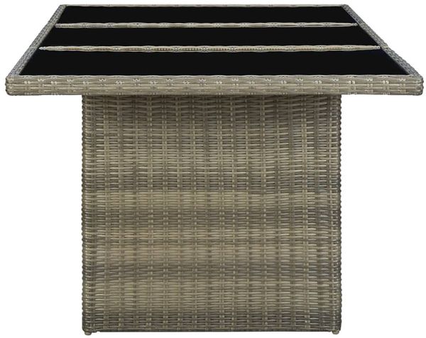Gartentisch, Balkontisch, Küchentisch Braun Poly Rattan und Hartglas Bild 3