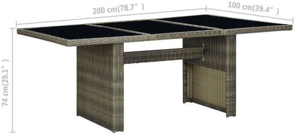 Gartentisch, Balkontisch, Küchentisch Braun Poly Rattan und Hartglas Bild 6