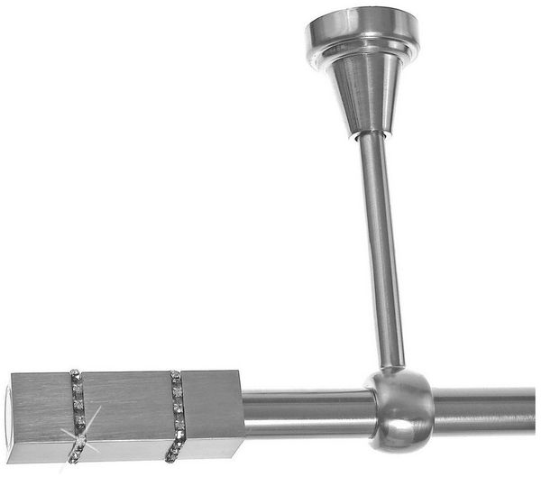 BASIT Gardinenstange Edelstahloptik 19mm mit Deckenträgern 120 cm E69, Ø 19 mm, 1-läufig, verschraubt, Metall, D18 120 cm E69 Eckig