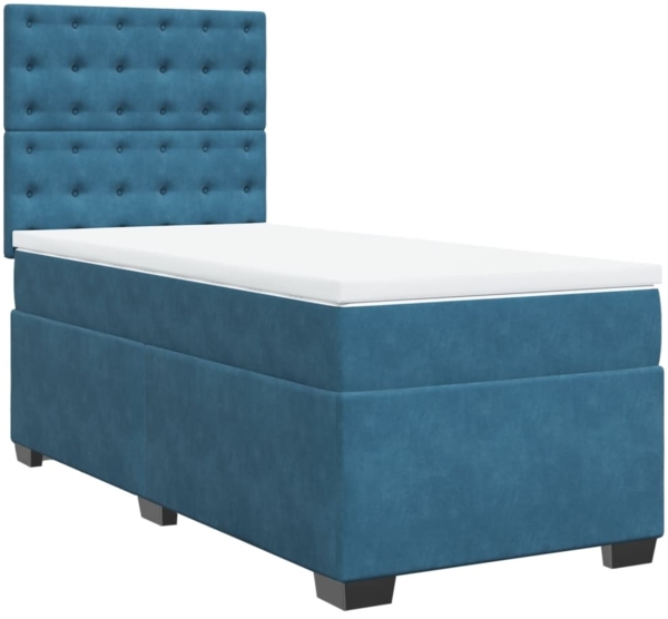 vidaXL Boxspringbett mit Matratze Blau 80x200 cm Samt 3290778