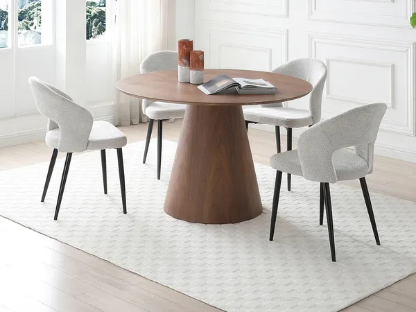 Vente-unique - ANTALIZA Essgruppe Holz, Platte Braun - B 120 cm x H 75,5 cm x L 120 cm