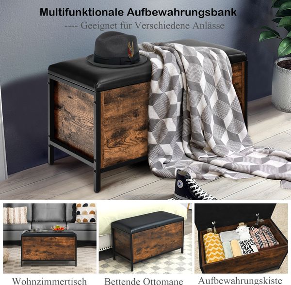 COSTWAY Schuhbank Schuhaufbewahrung, Sitzbank mit Stauraum, Sitztruhe mit gepolstertem Sitz, Mehrzweck-Box Truhenbank Max. 120kg belastbar für Wohnzimmer Flur Korridor 80 x 40 x 50 cm