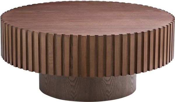 SalesFever Couchtisch rund mit Massivholz-Lamellen Ø 80 cm (1-St), Moderner Holztisch fürs Wohnzimmer mit Echtholzfurnier
