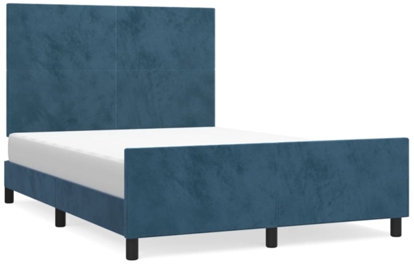 Bettgestell mit Kopfteil Samt Dunkelblau 140x200 cm