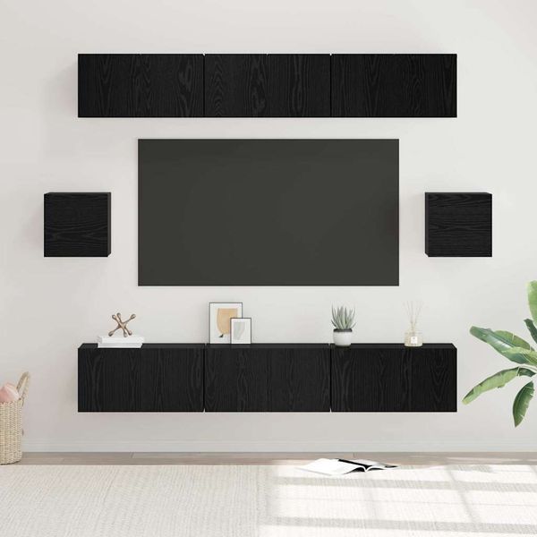 vidaXL TV-Schrankset 8 pcs Schwarz Eichen-Optik Holzwerkstoff 3393154