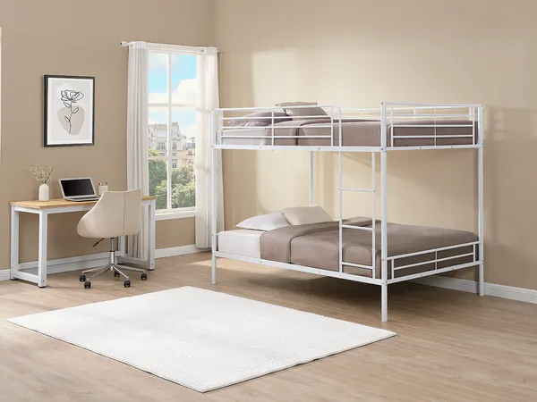 Vente-unique - DUOTIS Bett MetallMetall Weiß - B 126 cm x H 160 cm x L 198 cm