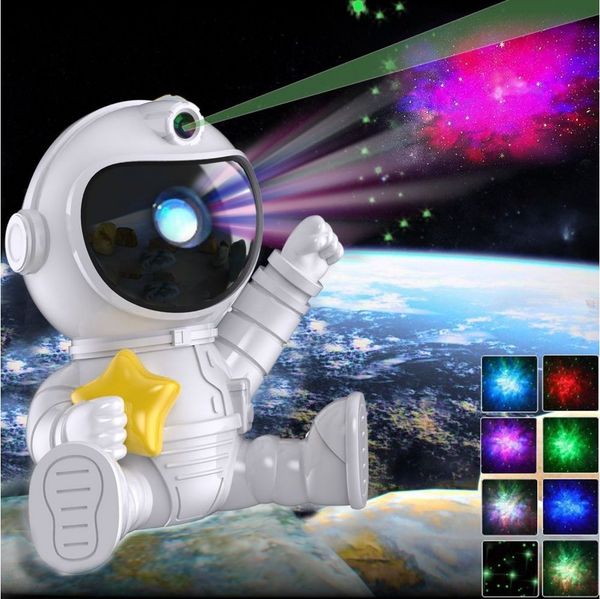 PRIISF LED Nachtlicht LED-Sternenhimmel Projektor Galaxy Astronauten Projektionslampe Nebula, LED fest integriert, Stern Starry 360° Drehen, Kinder Nachtlampe Sternenprojektor Geschenk
