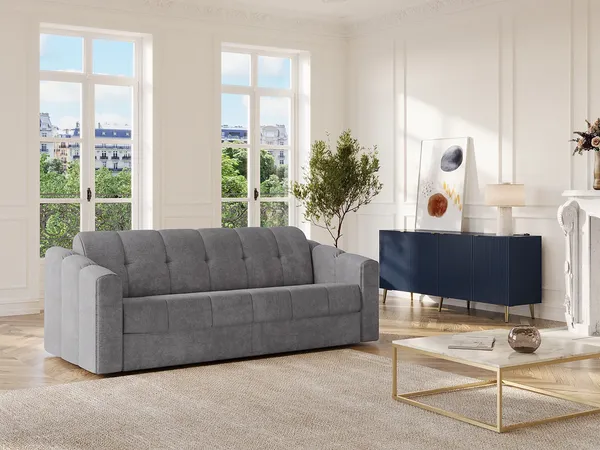 Vente-unique - DARIELO Sofa Stoff Grau - B 223 cm95 cm x H 85 cm x L 210 cm