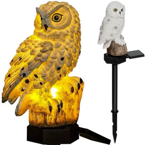 Gardlov Außen-Stehlampe Eule Solar-Gartenlampe, Beleuchtung, LED fest integriert, Tageslichtweiß, 180° verstellbar Sonneneinstrahlung, bis zu 10 Stunden Leuchtdauer