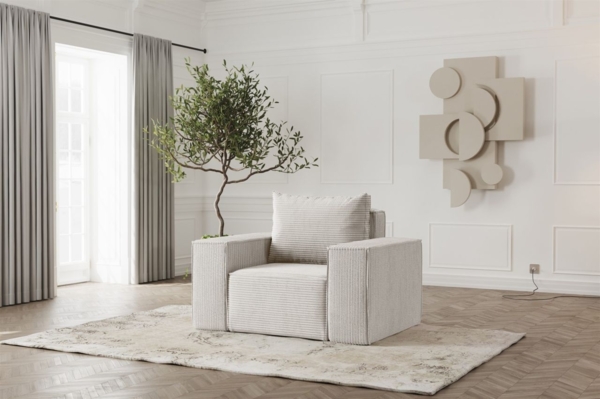 Sessel Designersessel ESTELLE in Stoff Poso Creme