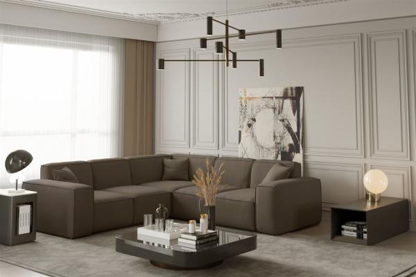 Ecksofa Designersofa CELES in Stoff Opera Velvet Taupe Seite Universal