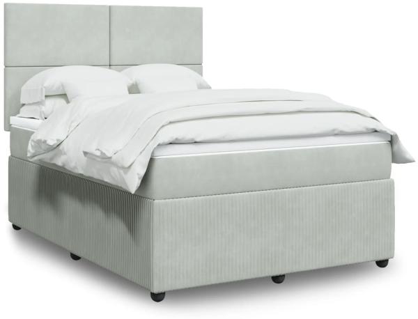 vidaXL Boxspringbett mit Matratze Hellgrau 140x200 cm Samt 3294652