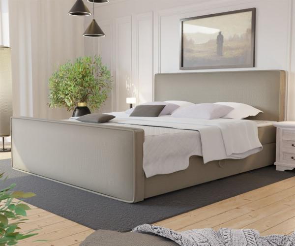 Boxspringbett Schlafzimmerbett CELES 160x200cm Stoff Brooklyn Sand