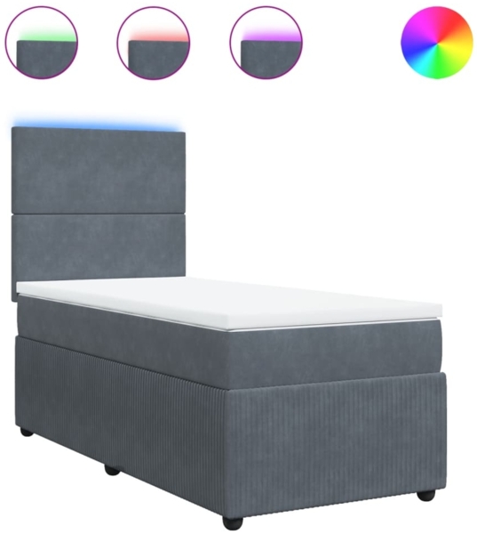 vidaXL Boxspringbett mit Matratze Dunkelgrau 100x200 cm Samt 3294557