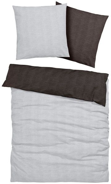 Bruno Banani Wendebettwäsche Merlin in Gr. 135x200 oder 155x220 cm, Linon, 2 teilig, Baumwollbettwäsche, Leinen-Look in Melange-Optik
