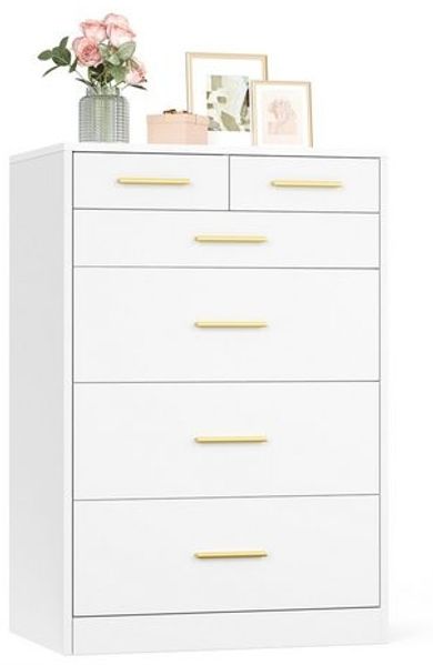 VASAGLE Kommode mit 6 Schubladen, Aufbewahrungsschrank, für Schlafzimmer, Wohnzimmer, 40 x 60.2 x 88,7 cm, weiß