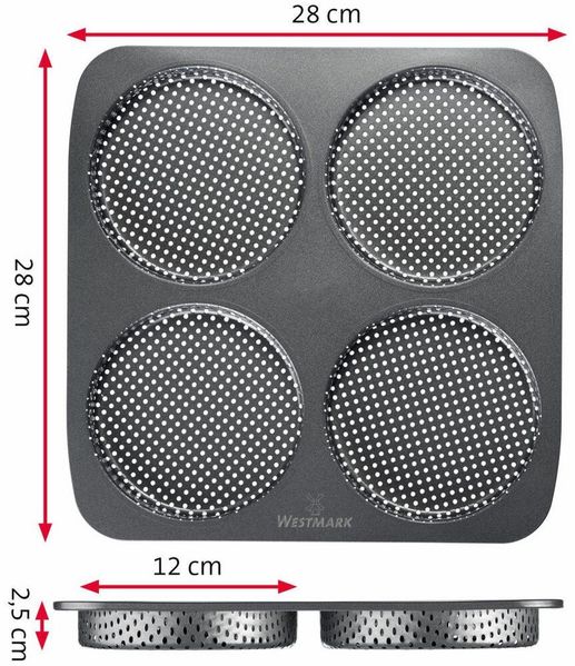 WESTMARK Brotbackform Burger Brötchen Backform, Für 4 Burger Buns, Ø je 12 cm, antihaft-besc