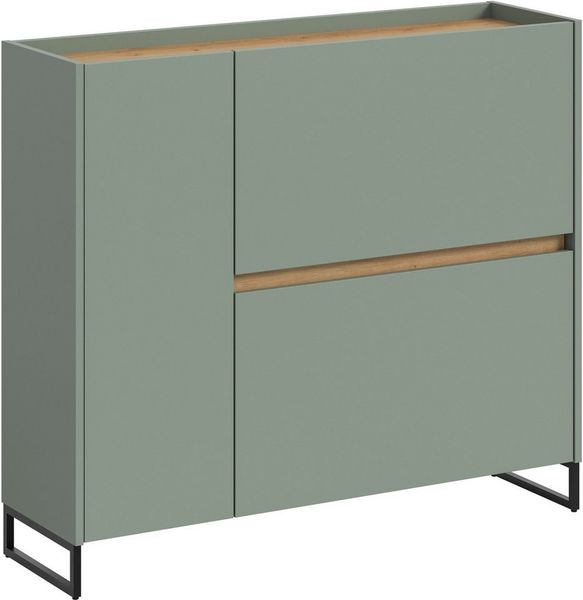 Home affaire Schuhschrank EVRID, Breite 110cm, 1 Tür, 2 Schuhwalzen, inkl. Metall-Kufenfüße (1-St, individuell mit anderen Artikel der Serie EVRID erweiterbar) Schuhkommode, Kommode, Sideboard, Garderobenschrank, Flurkommode